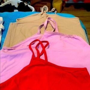 C/MEO Collective Sleeveless Crop Tank Top in Red and Pink